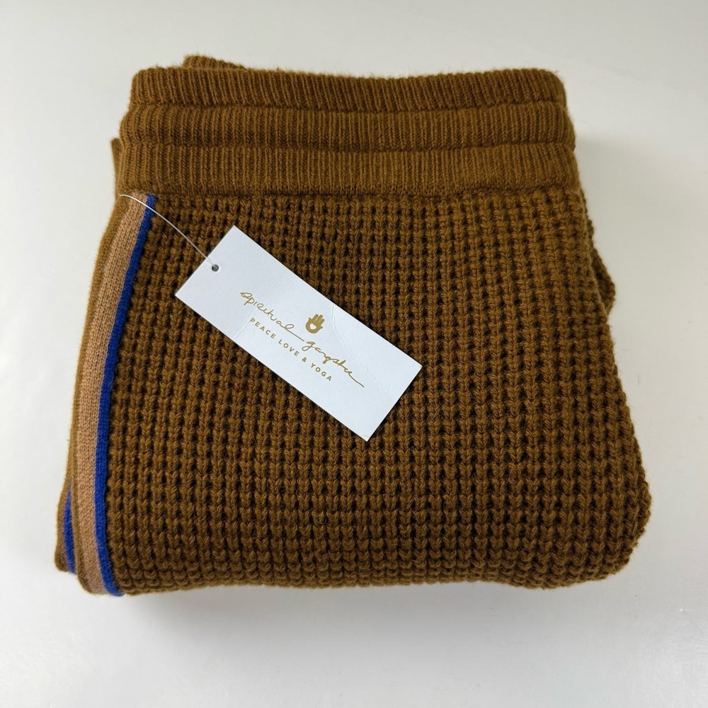 Spiritual Gangster Waffle Jogger Pants Womens Large Brown Knit High Rise - Picture 4 of 13